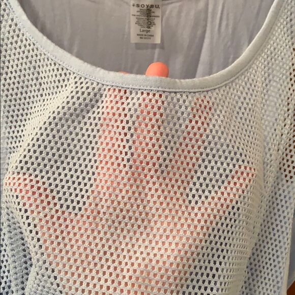 Baby blue mesh front tank top. See through - Picture 2 of 4